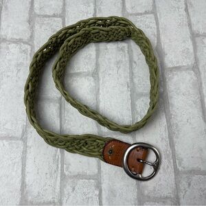 Fossil Woven Green Boho Leather Belt